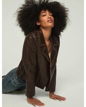 Lucky Brand Studded Moto Leather Jacket - Black