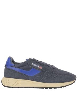Autry Leather Blend Sneakers With Front Lacing Design - Blue