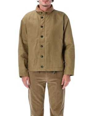 Fortela Shearling Collar Button Front Jacket - Green