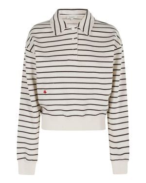 JW Anderson Striped Polo Sweatshirt With Cropped Silhouette - Black