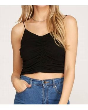 She + Sky Ruched Rib Knit Cami Top - Black