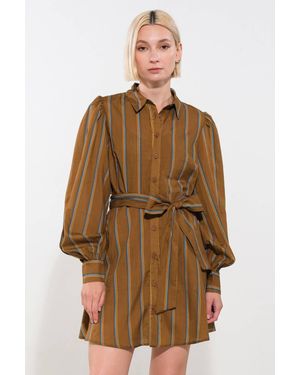 TRUEDAMES Give It A Go Woven Mini Dress - Brown