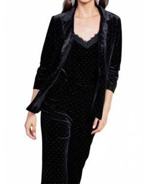 Skies Are Blue Velvet Embellished Blazer - Black
