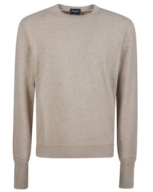 Drumohr Round Neck Ribbed Pure Cashmere Sweater - Gray