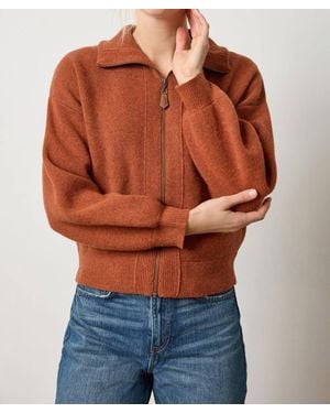 Lilla P Zip Front Bomber Top - Orange