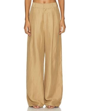 Smythe Pleated Wide Leg Linen Pants - Natural