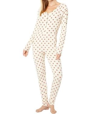 Free People Home Alone Long John Jumpsuit - Natural