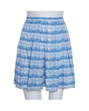 Weekend by Maxmara Printed Cotton Pleated Mini Skirt - Blue