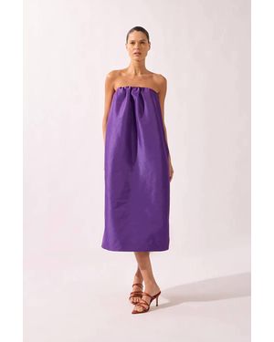 Adriana Degreas Voluminous Taffeta Strapless Midi Dress - Purple