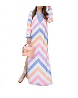 Sail To Sable Striped Caftan Dress - Blue