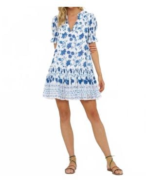 Oliphant Smocked Drop Mini Dress - Blue