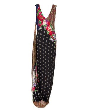 Moschino Patchwork Maxi Dress With Deep V-Neckline - Black