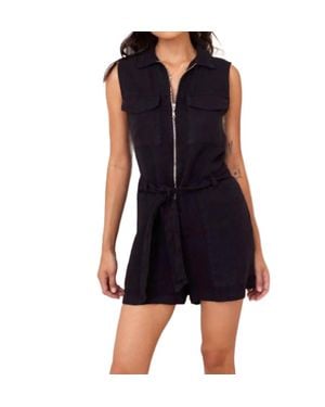 Bella Dahl Zip Front Linen Romper - Black