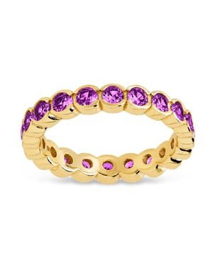 Sterling Forever Sterling Amethyst Helene Bezel Eternity Band Ring - Pink