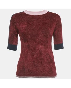 Weekend by Maxmara Burgundy Knit Contrast Detail Sweater - Red