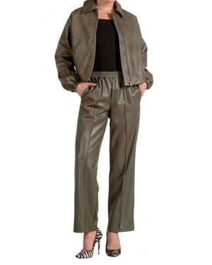 Elan Vegan Leather Wide Leg Pants - Metallic