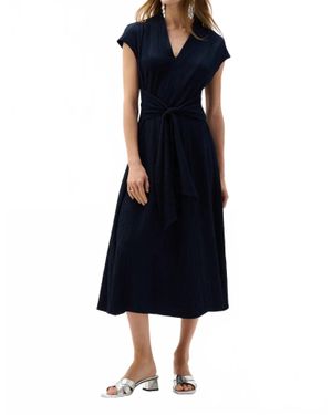 Joseph Ribkoff Woven Seersucker Dress - Blue
