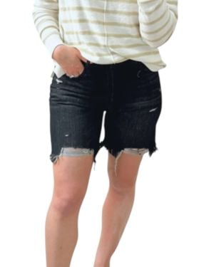 Kancan High Rise Hem Detail Shorts - Blue