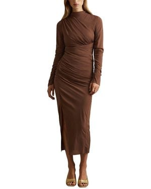 Reiss Kelly Ruched Midi Dress - Brown