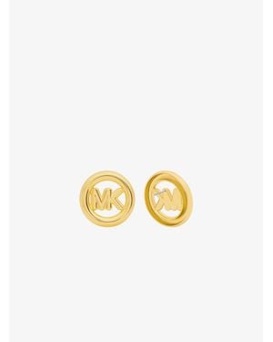 Michael Kors Large Logo Charm Stud Earrings - Metallic