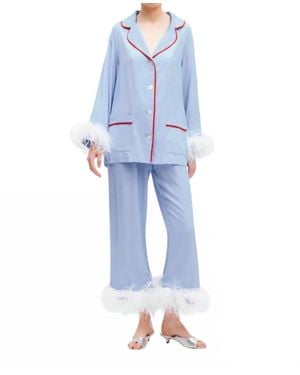 Sleeper Party Pajama Set With Detachable Feathers - Blue