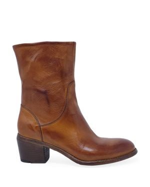 Madison Maison Ah26A Leather Mid Calf Boot - Brown