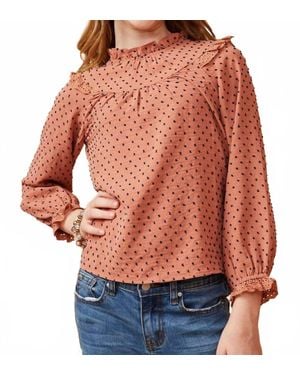 Hayden LA Girl's Lace Ruffle Detail Swiss Dot Blouse - Orange