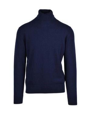 Eleventy Cashmere Turtleneck Sweater With High Neck And Ribbed Details - Blue