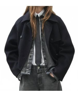 Closed Cropped Trench Coat - Black