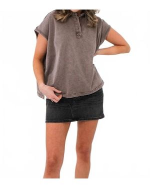 Bucketlist Double Check Sleeveless Polo Top - Gray
