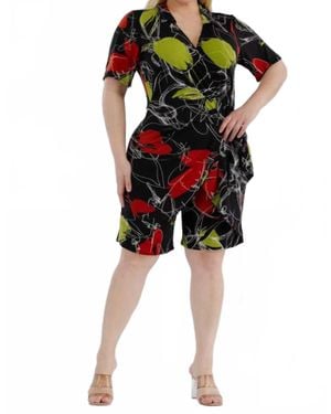 Karen T Design Modern Wrap Romper With Tie Waist - Multicolor
