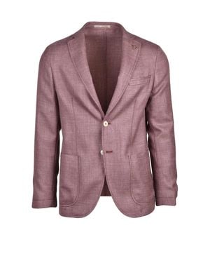 Paoloni Unlined Rounded Virgin Wool-Blend Jacket - Purple