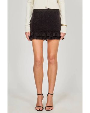 Endless Rose Knit Ruffles Mini Skirt - Black
