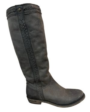 Liberty Black Tall Braided Leather Boots - Black