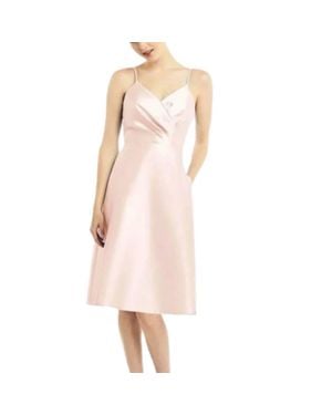 Alfred Sung Satin Twill V-Neck Cocktail Dress - Pink