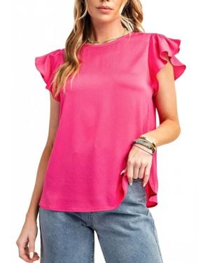 Kori Cap Ruffle Sleeve Top - Pink