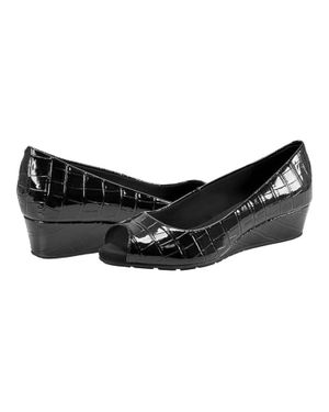 Bandolino Candra Pump Croco Slip-On Wedge Heel Htat860 - Black