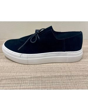 All Black Gathered Sneak Shoes - Blue