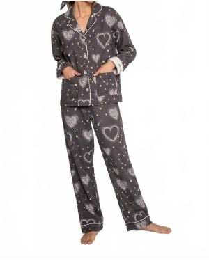 Pj Salvage Star Gazer Flannel Pajama Set - Gray