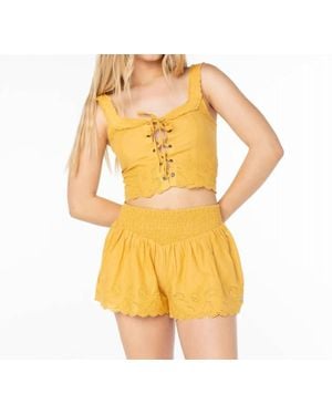 Roxy Hazel Lace Up Top - Yellow