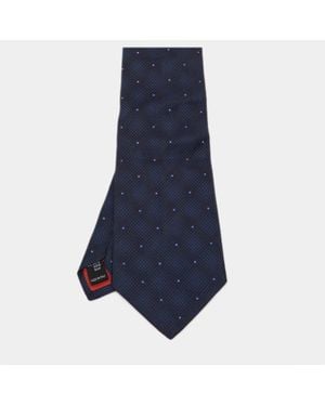 ST Dupont Geometric Patterned Silk Jacquard Traditional Tie - Blue