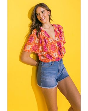 TRUEDAMES Made For The Occasion Woven Bodysuit - Orange