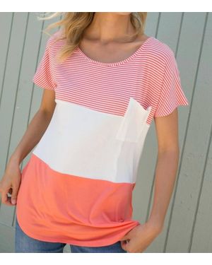 E. Luna Mix Knit Tunic Top - Pink