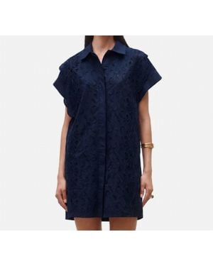 Suncoo Cross Short Sleeve Mini Dress - Blue