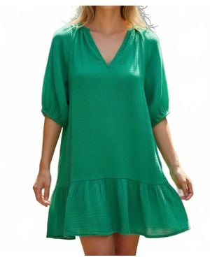 Elan V Neck Mini Sundress - Green
