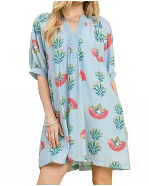 Umgee Abstract Print Mini Dress - Blue