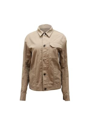 Helmut Lang Cotton Button-Up Shirt Jacket - Natural