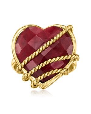 Ross-Simons Ruby Heart Roped Ring - Red