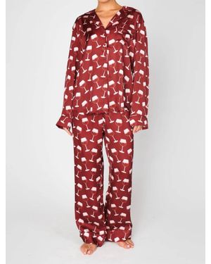 Show Me Your Mumu Silky Classic Pj Set - Red