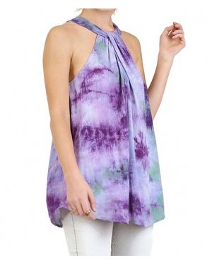 Umgee Tie Dye Halter Tunic Top - Purple